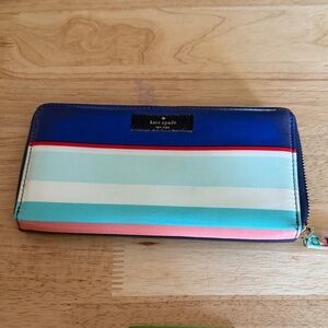 Kate Spade Multicolor Striped Zip Wallet